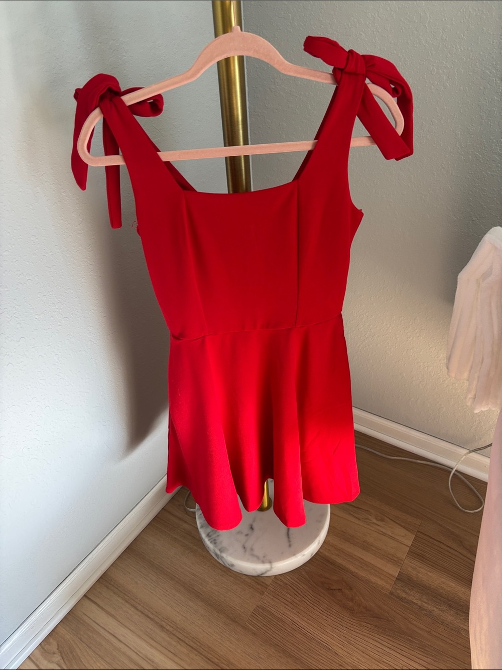 Red Tie-Shoulder Women’s Dress
